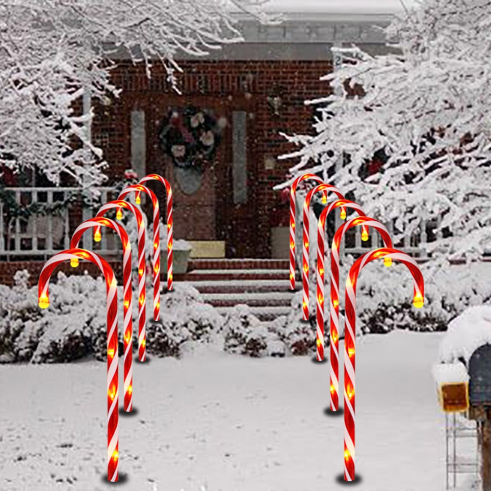 Solar Power Light String Christmas Candy Cane Lights