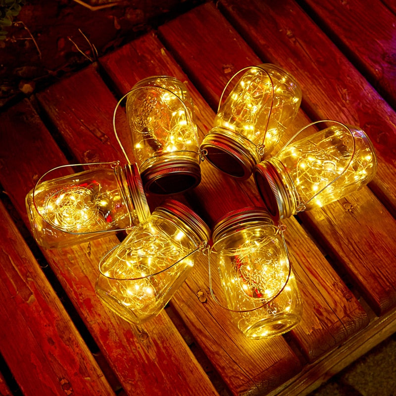 20 LEDs Solar Powered 1M 10LEDs Mason Jar Lid Insert Fairy String Light