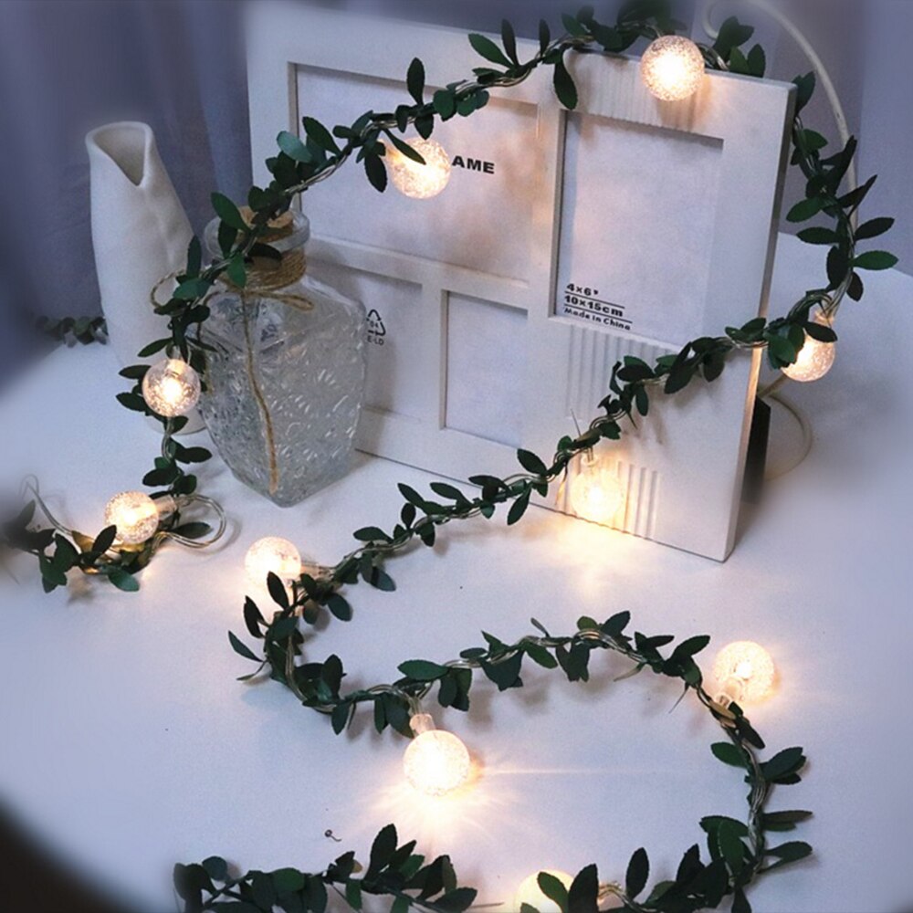 Leaf Rattan Ball Garland Christmas Wedding Decor Fairy Lights