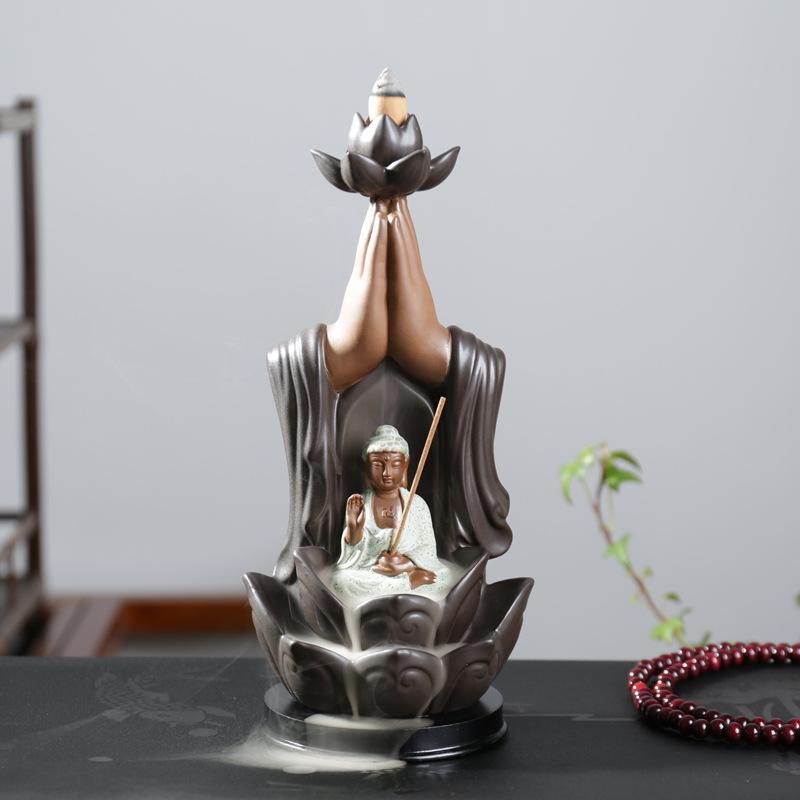 Smoke Lotus Incense Stick Holder Retro Home Bouddha Decor