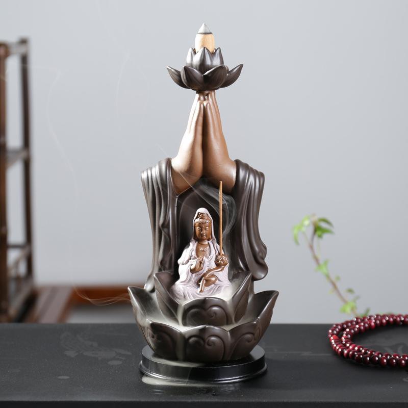 Smoke Lotus Incense Stick Holder Retro Home Bouddha Decor