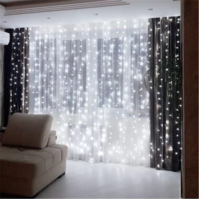 2*2.5M LED Curtain String Lights New Year Fairy Icicle Garland Lamp