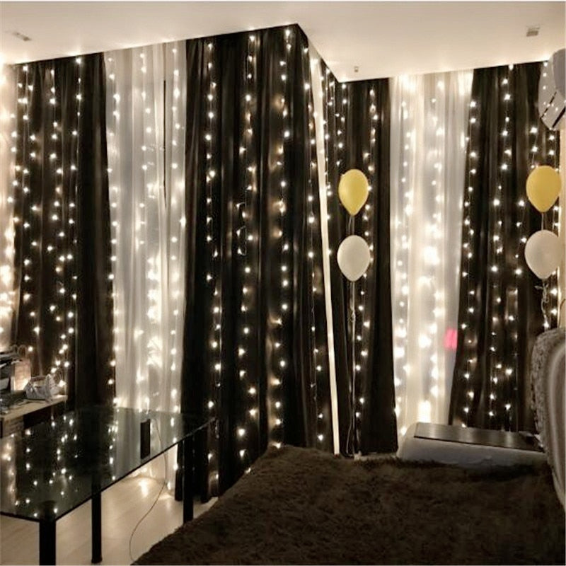 2*2.5M LED Curtain String Lights New Year Fairy Icicle Garland Lamp
