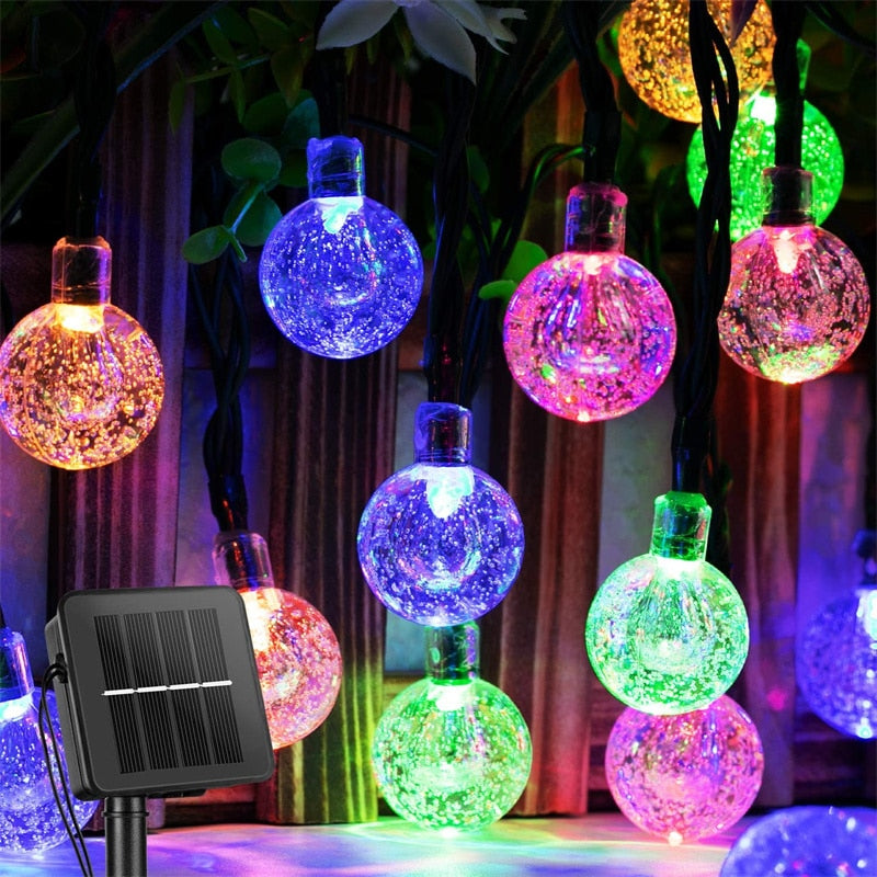 Solar String Lights Outdoor 60 Led Crystal Globe Lights