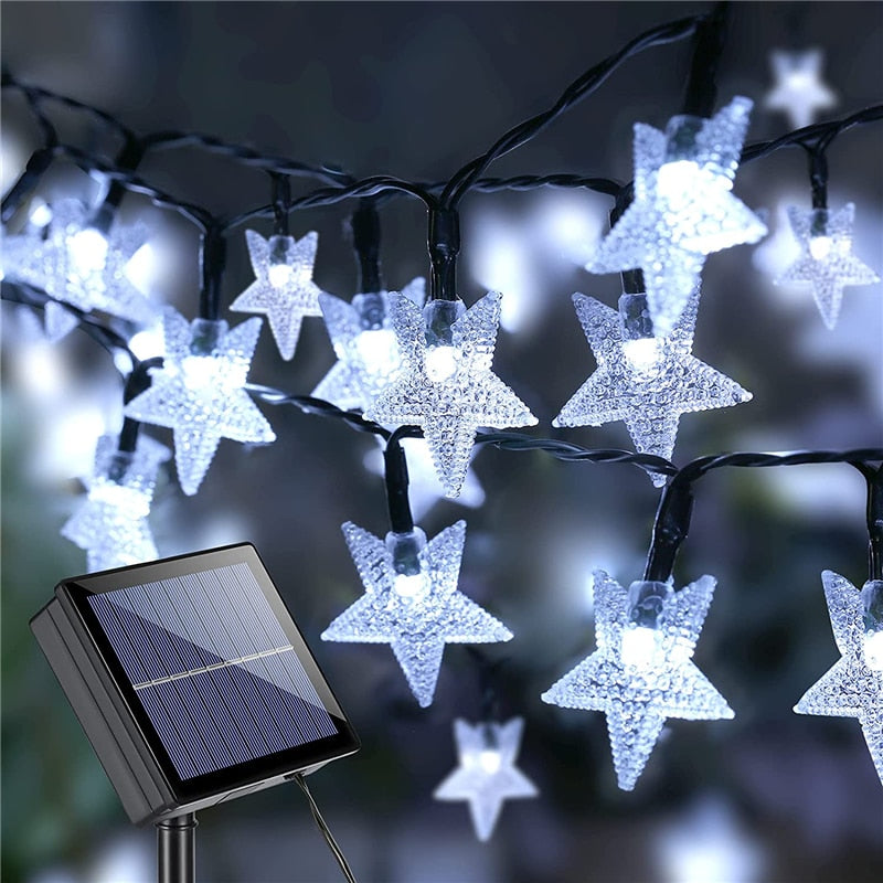 Solar Star String Lights 8 Modes Solar Powered Twinkle Fairy Lights
