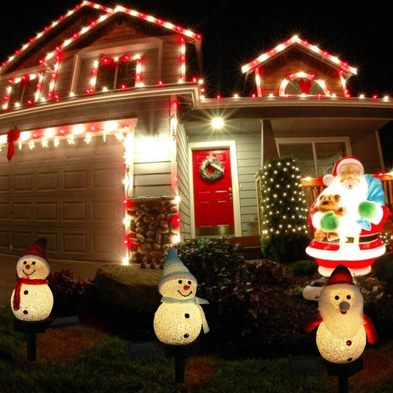 Solar Garden Lights Snowman Christmas Decoration