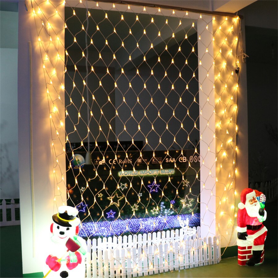 Window Curtain Christmas Fairy Garland Mesh Light