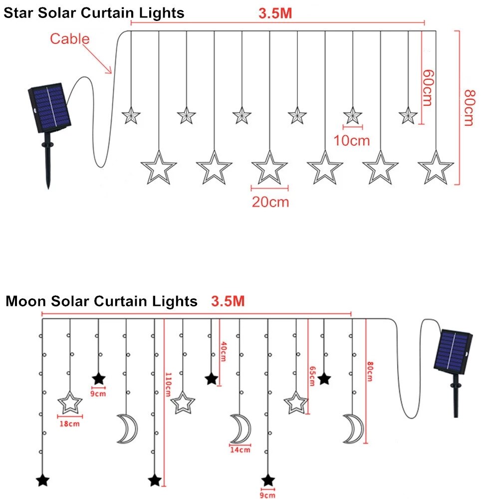 Solar Moon Star Lamp LED String Lights Decoration