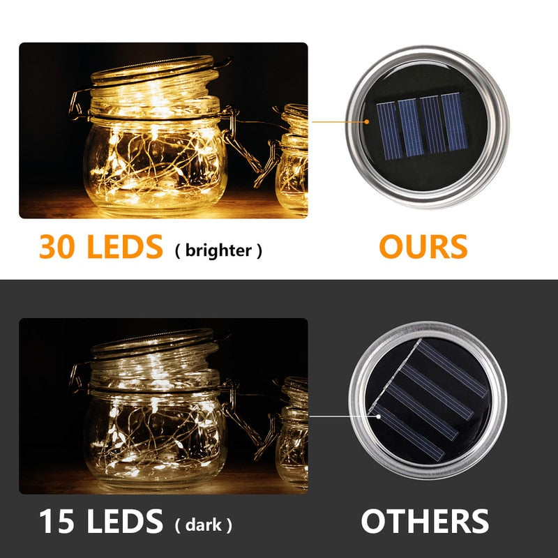30 LEDs Solar Night Light Crack Ball Glass Jar Wishing Light