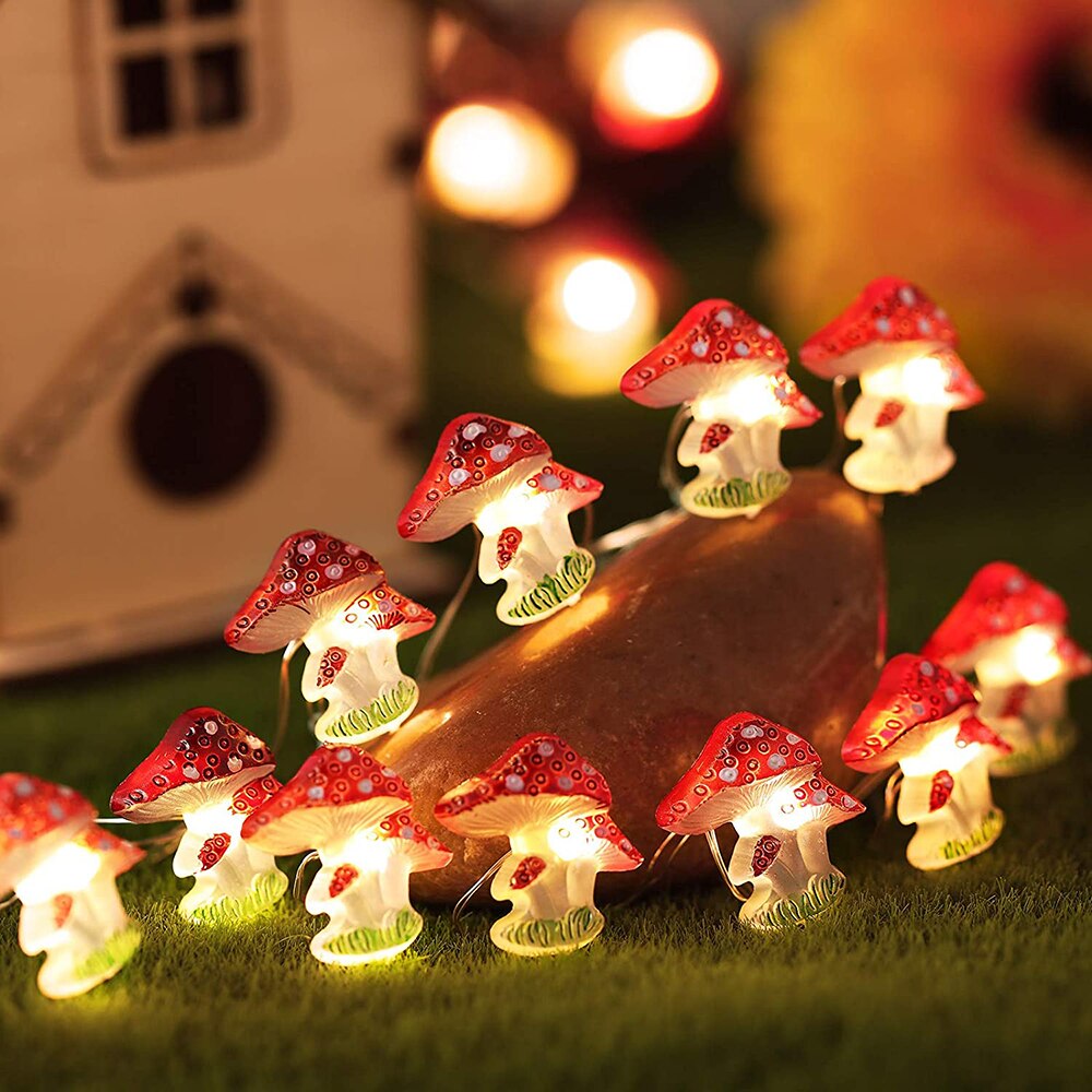 20/30Leds Mushroom String Lights For Patio Decor