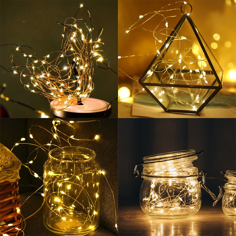 30 LEDs Solar Night Light Crack Ball Glass Jar Wishing Light