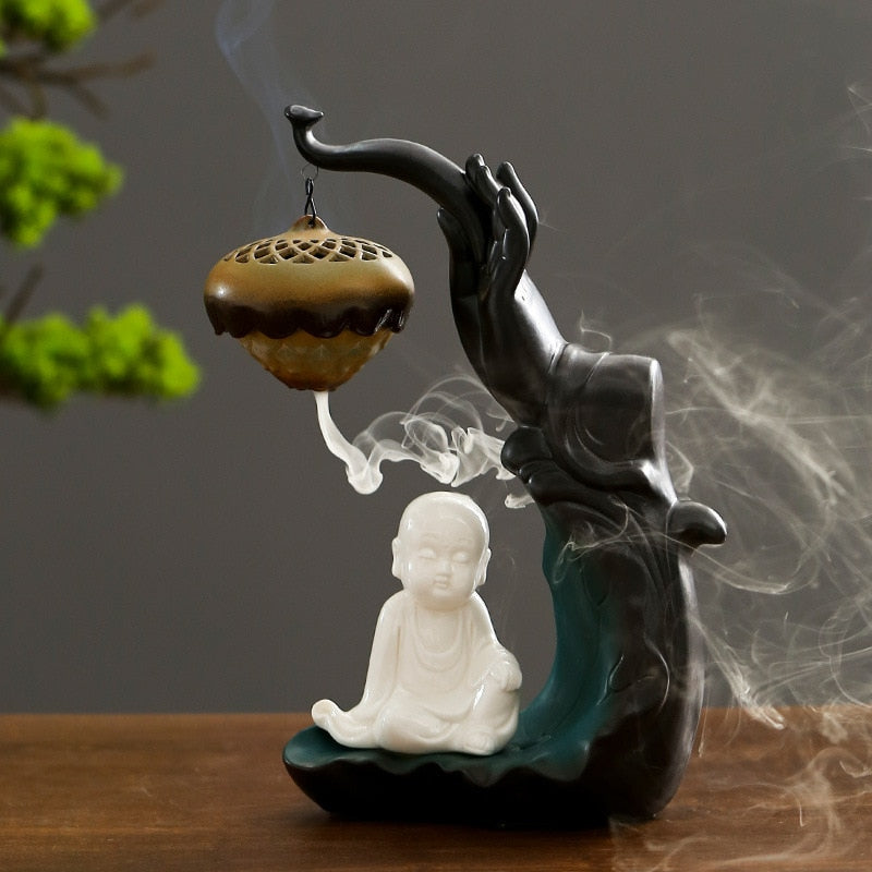 Zen Ceramic Backflow Incense Burner with LED Incense Burner