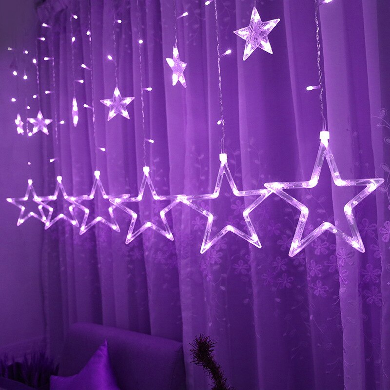 Star Garland on Window Curtain Indoor Tree Decoration