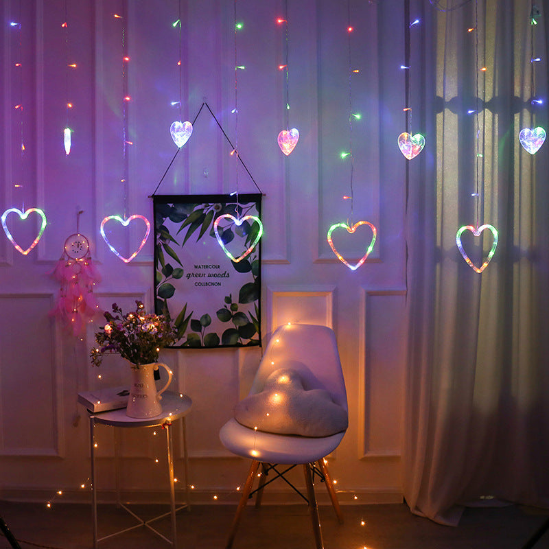 Heart-Shaped Curtain Fairy String Lights