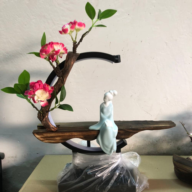 Beautiful Backflow Incense Burner with a meditating lady