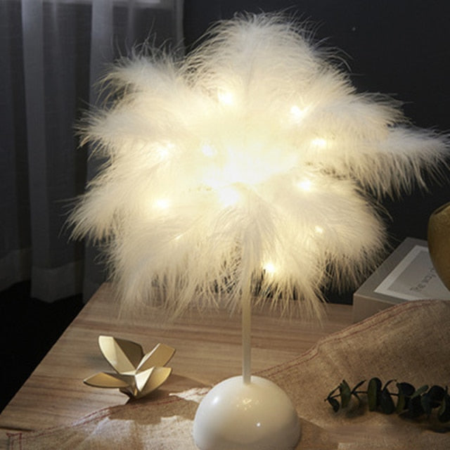 Feather Palm Tree Creative Table Lamp